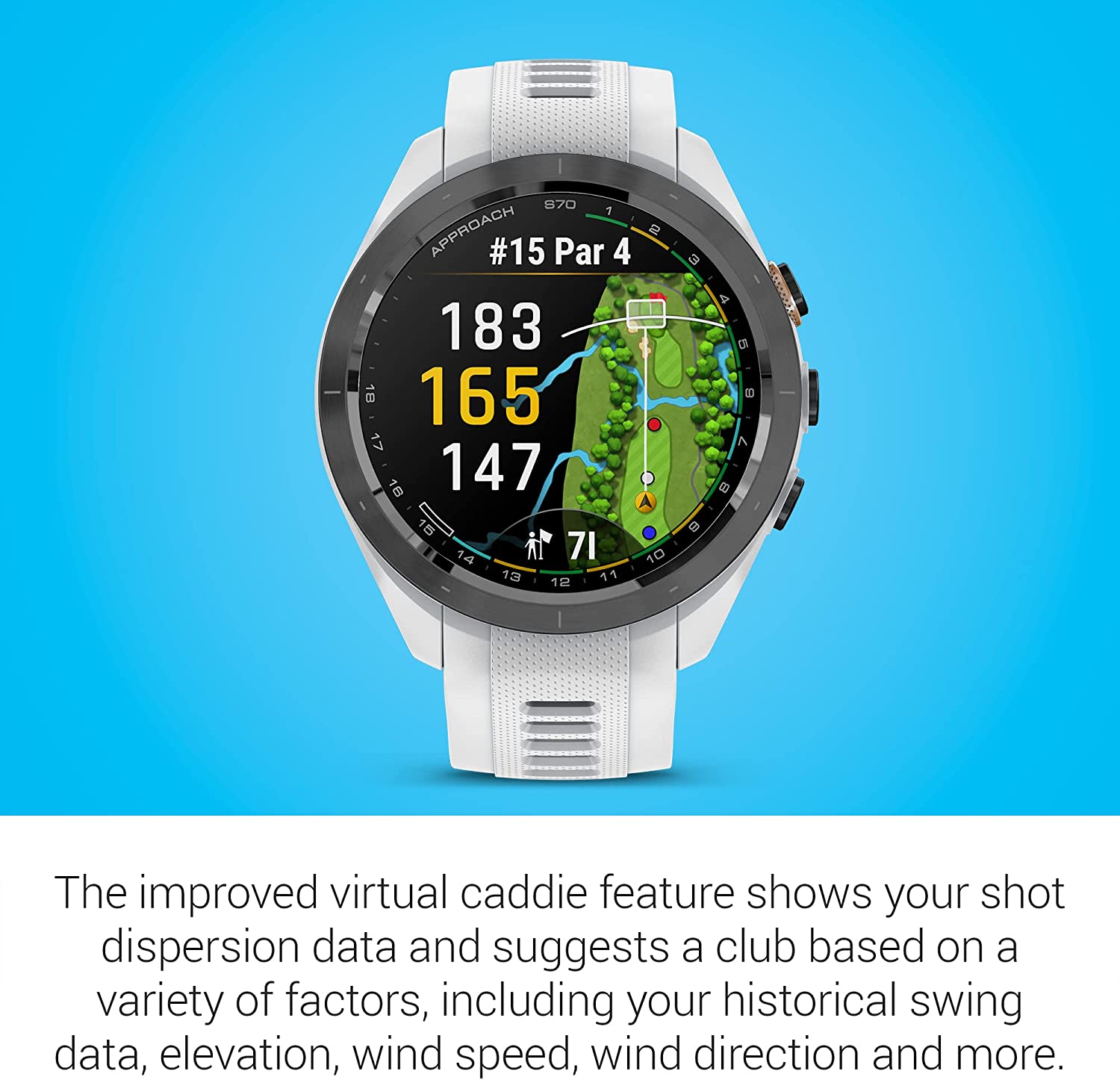 Garmin Approach S70, 42mm, Premium GPS Golf Watch, White