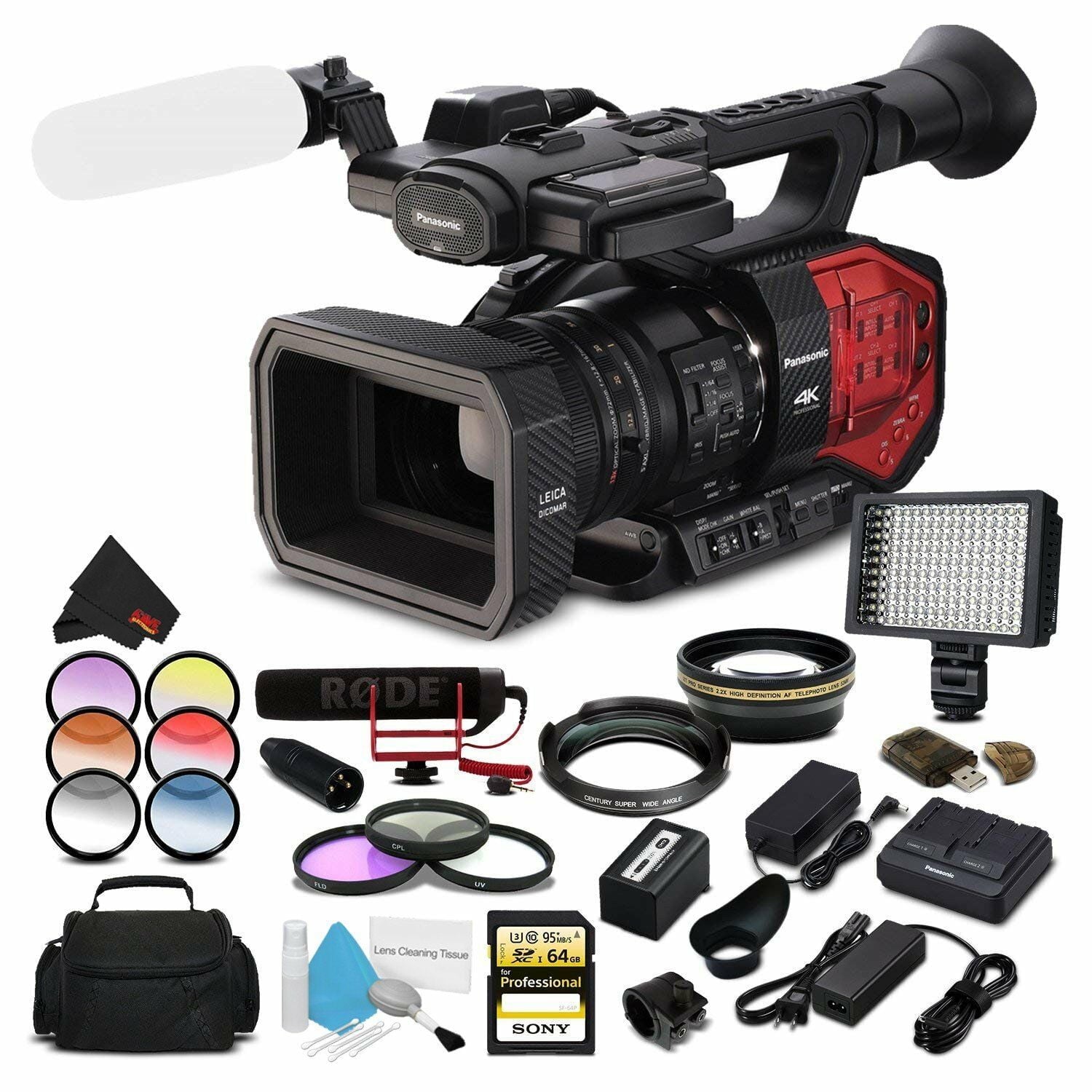 Panasonic AG-DVX200 Camcorder , 64GB Card + Warranty + Light + Rode Mic + More
