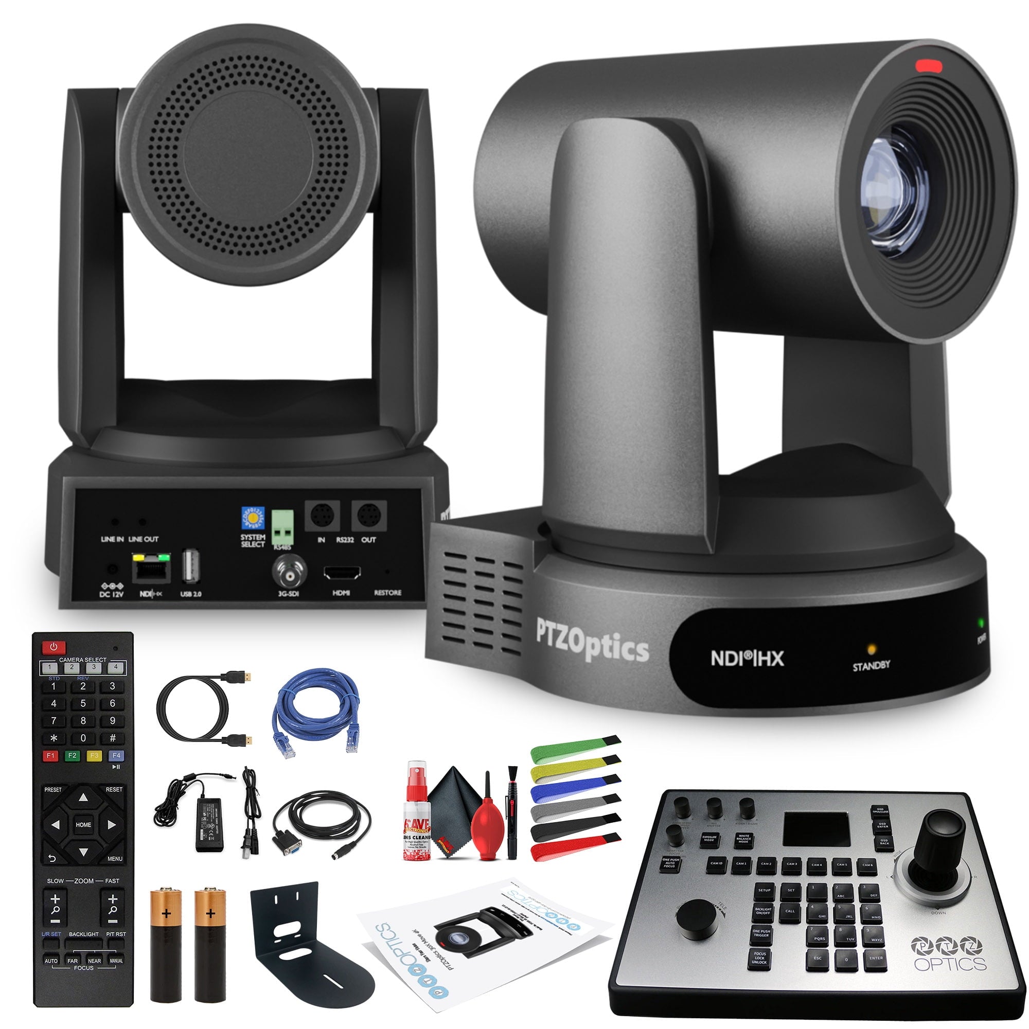 PTZOptics Move 4K PTZ Camera with 30x Zoom Gray PT30X-4K-GY-G3 + PT-JOY-G4 Controller + Wall Mount