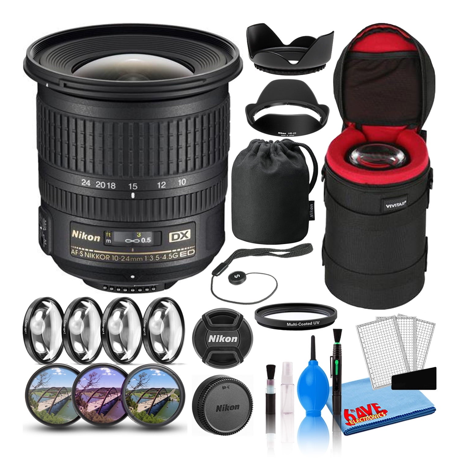 Nikon AF-S DX 10-24mm f/3.5-4.5G ED Lens 2181 Intl Model Bundle