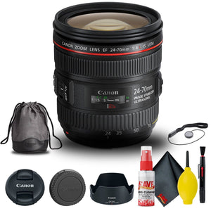 Canon EF 24-70mm f/4L IS USM Lens 6313B002 + Filter Kit + Cap Keeper + More