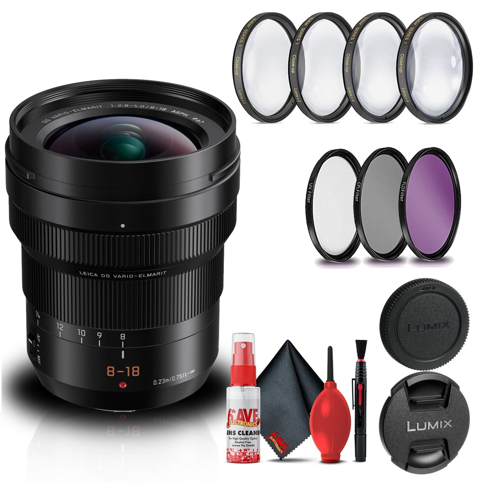 Panasonic Leica DG Vario-Elmarit 8-18mm f2.8-4 Lens Bundle with 67mm Filter Kit