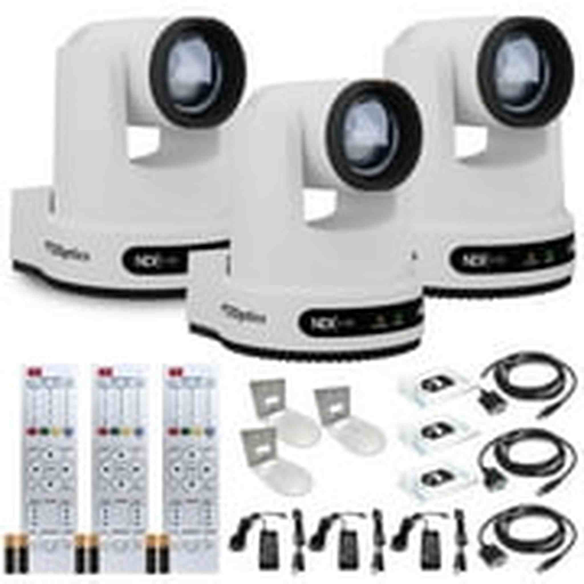 3 x PTZOptics Move 4K PTZ Camera with 12x Optical Zoom White PT12X-4K-WH-G3 + 3 x Wall Mount PTZOptics