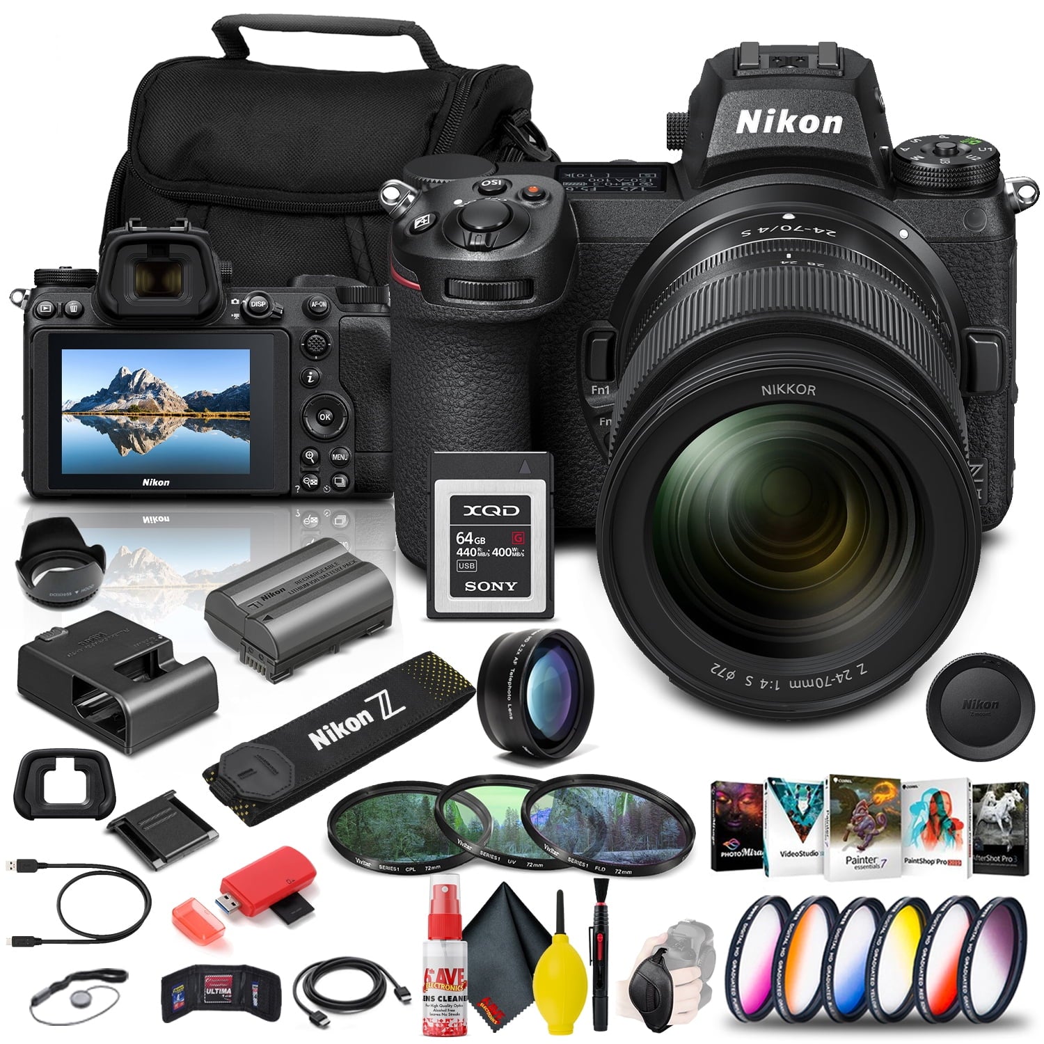 Nikon Z 6II Mirrorless Digital Camera 24.5MP with 24-70mm f/4 Lens (1663) Graphic Bundle