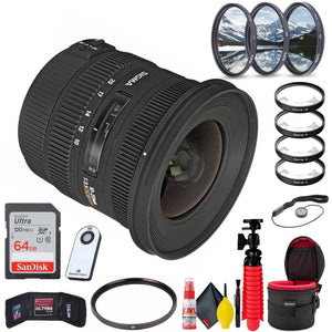 Sigma 10-20mm f/3.5 EX DC HSM Lens for Nikon F Deluxe Bundle With Accessories Sigma