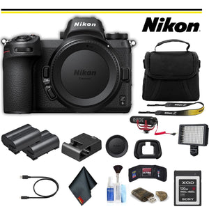 Nikon Z6 Mirrorless Digital Camera 1595 Advanced Bundle W/ Bag, Extra Battery, LED Light, Mic, and More- International Model Nikon