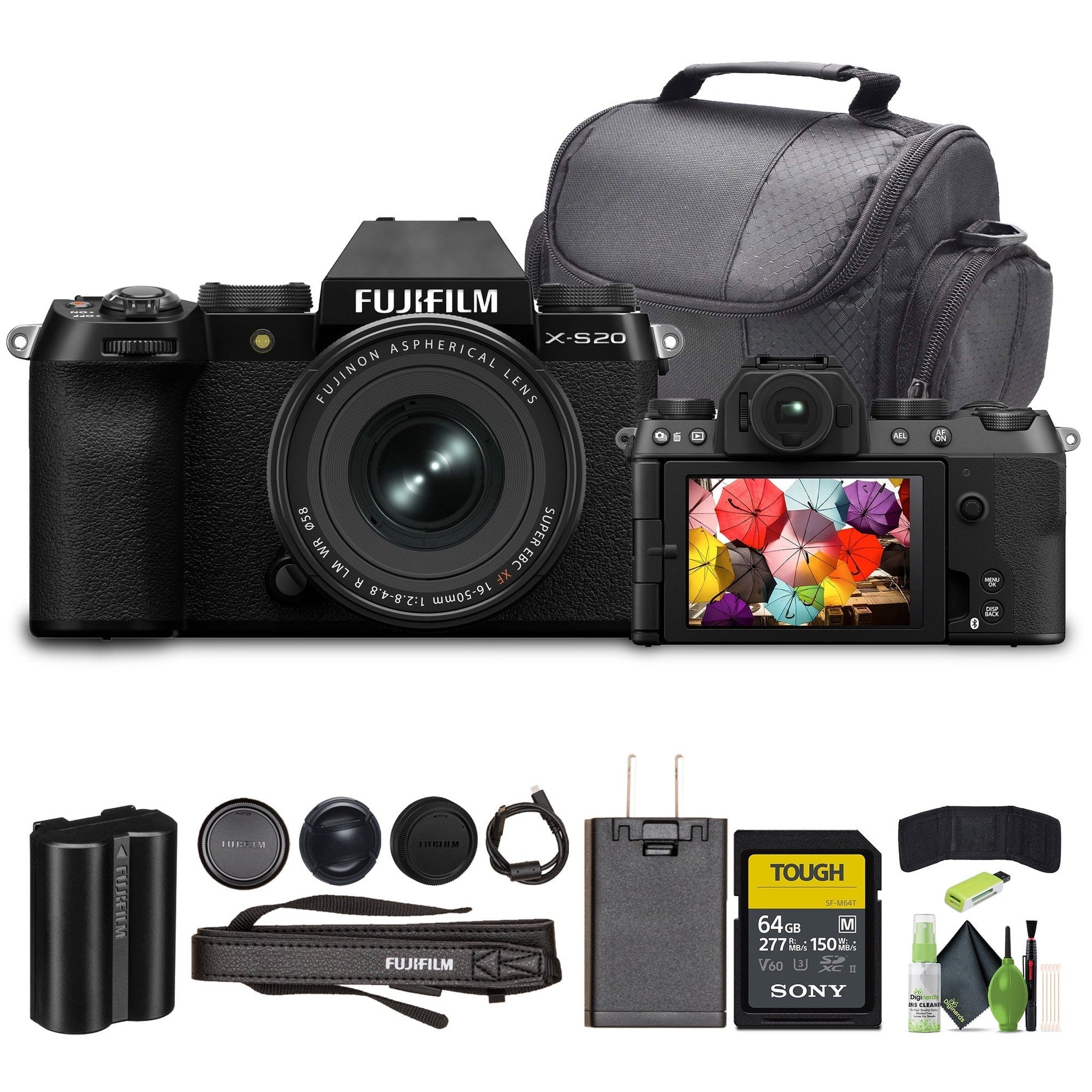 Fujifilm X-S20 Mirrorless Camera With XF16-50mmF2.8-4.8 R LM WR Black, Bundle