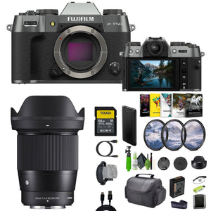 Fujifilm X-T50 Mirrorless Camera + Sigma 16mm Contemporary Lens + Accessories