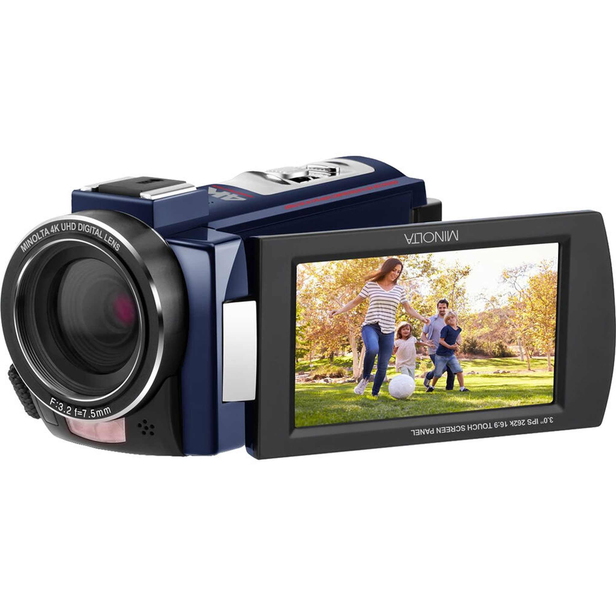 Minolta MN4K25NV 4K Ultra HD 30 MP Night Vision Camcorder MN4K25NV-W-BL Bundle