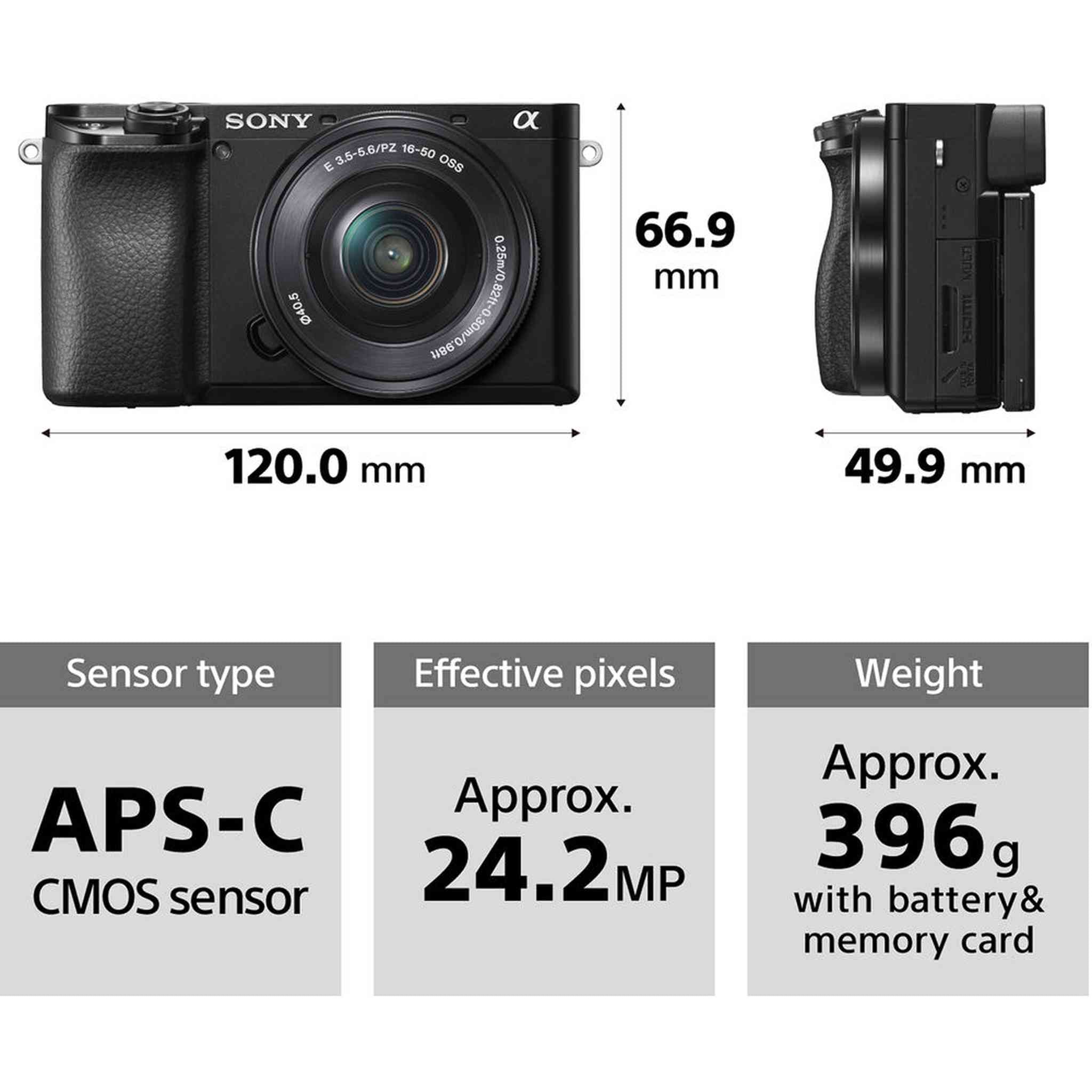 Sony Alpha a6100 Mirrorless Camera with 16-50mm OSS II and 55-210mm Zoom Lenses - Bundle
