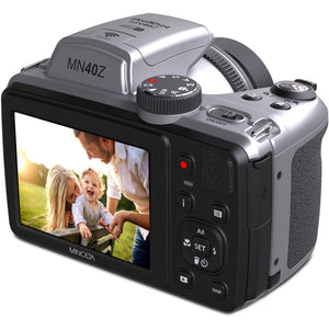 Minolta 20 Mega Pixels 40x Optical Zoom Digital Camera, 1080p FHD Video Bundle, Silver