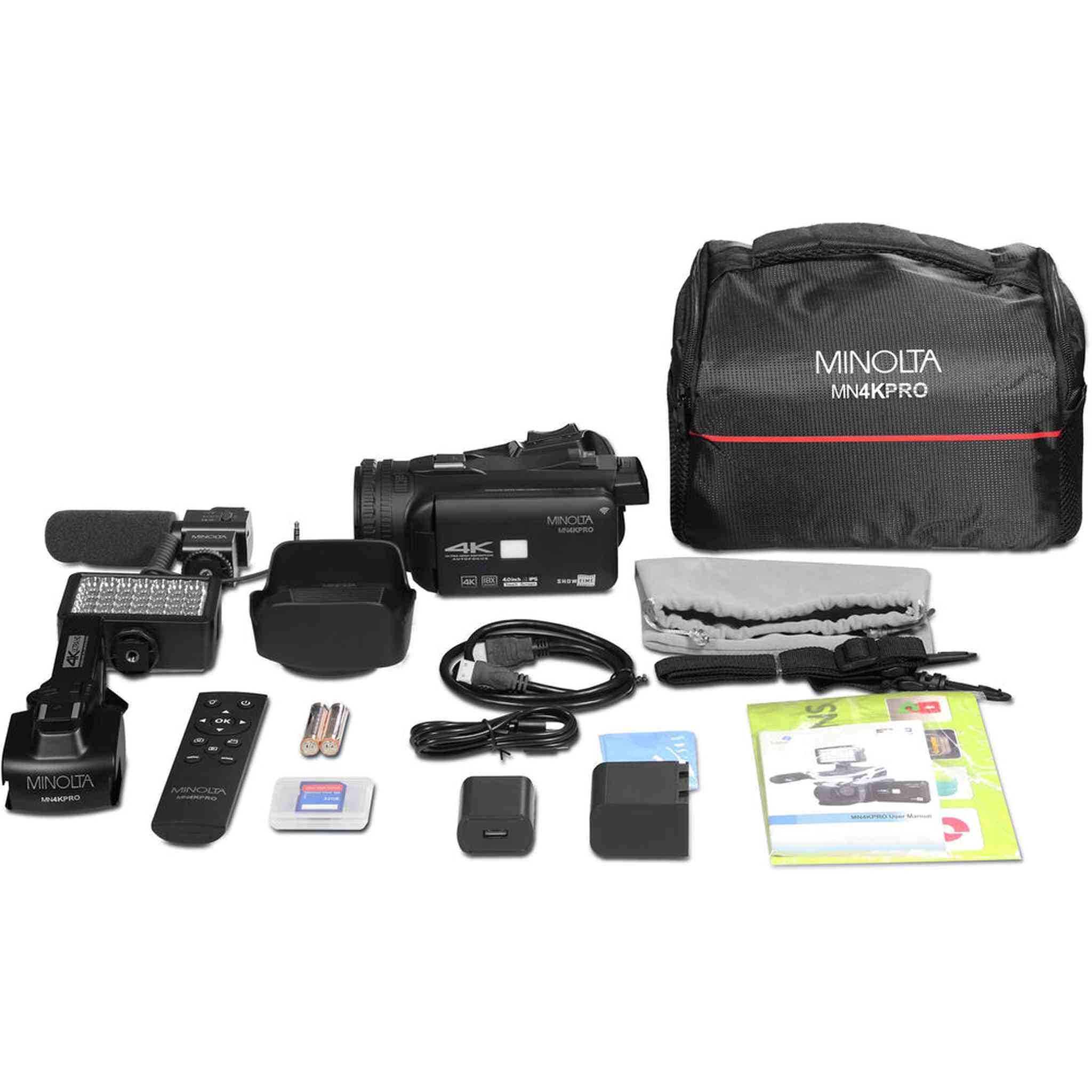 Minolta MN4KPRO UHD 4K60 Camcorder Kit, 2x 64GB SDHC/SDXC UHS-I Card Memory Card