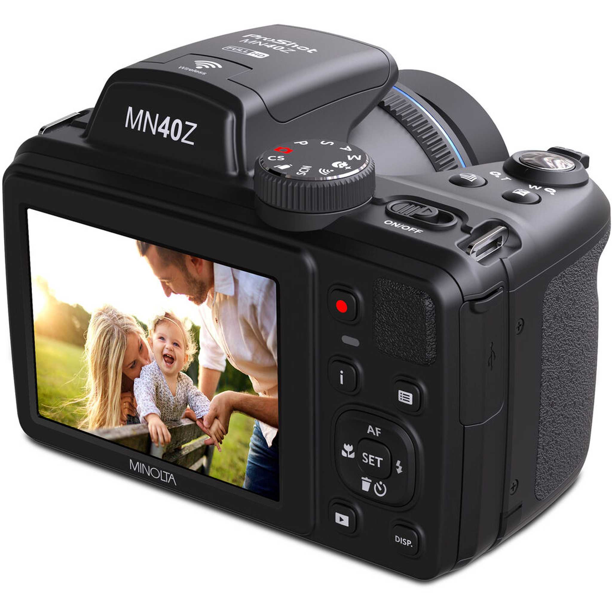 Minolta 20 Mega Pixels 40x Optical Zoom Digital Camera, 1080p FHD Video Bundle, Black