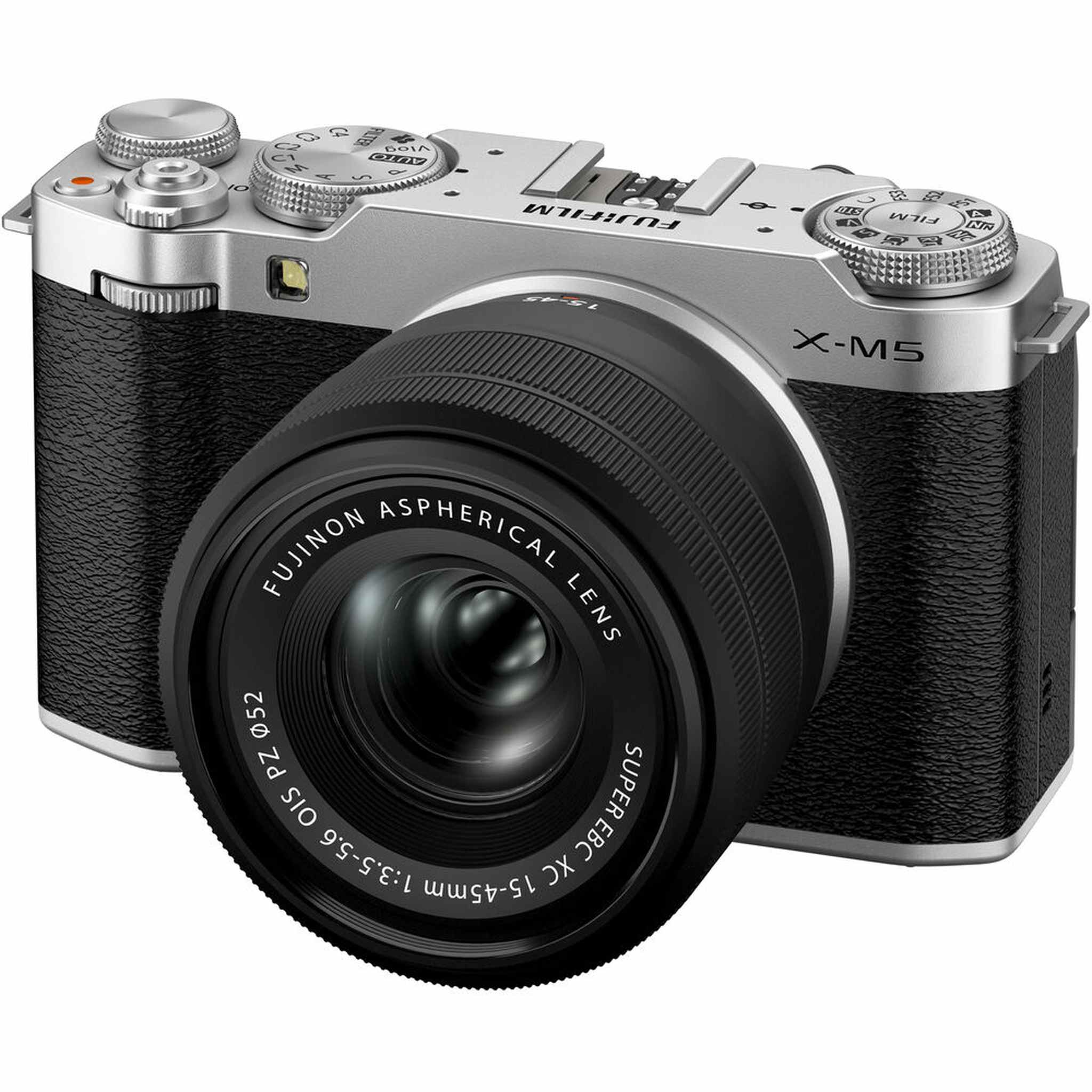 Fujifilm X-M5 Mirrorless Camera + XC 15-45mm f/3.5-5.6 OIS PZ Lens Bundle-Silver