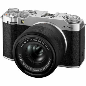 Fujifilm X-M5 Mirrorless Camera + XC 15-45mm f/3.5-5.6 OIS PZ Lens Bundle-Silver