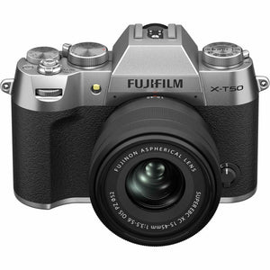 Fujifilm X-T50 Mirrorless Digital Camera XC15-45mm + 128GB Memory Card- Silver