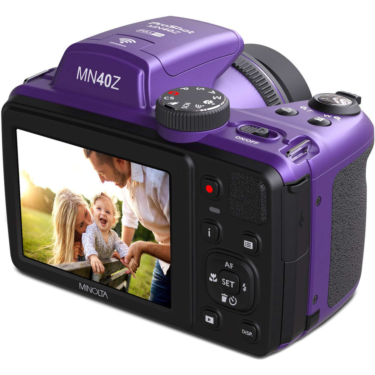 Minolta 20 Mega Pixels 40x Optical Zoom Digital Camera, 1080p FHD Video Bundle, Purple