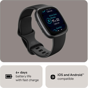 Fitbit Versa 4 Fitness Smartwatch Black/Graphite Bundle