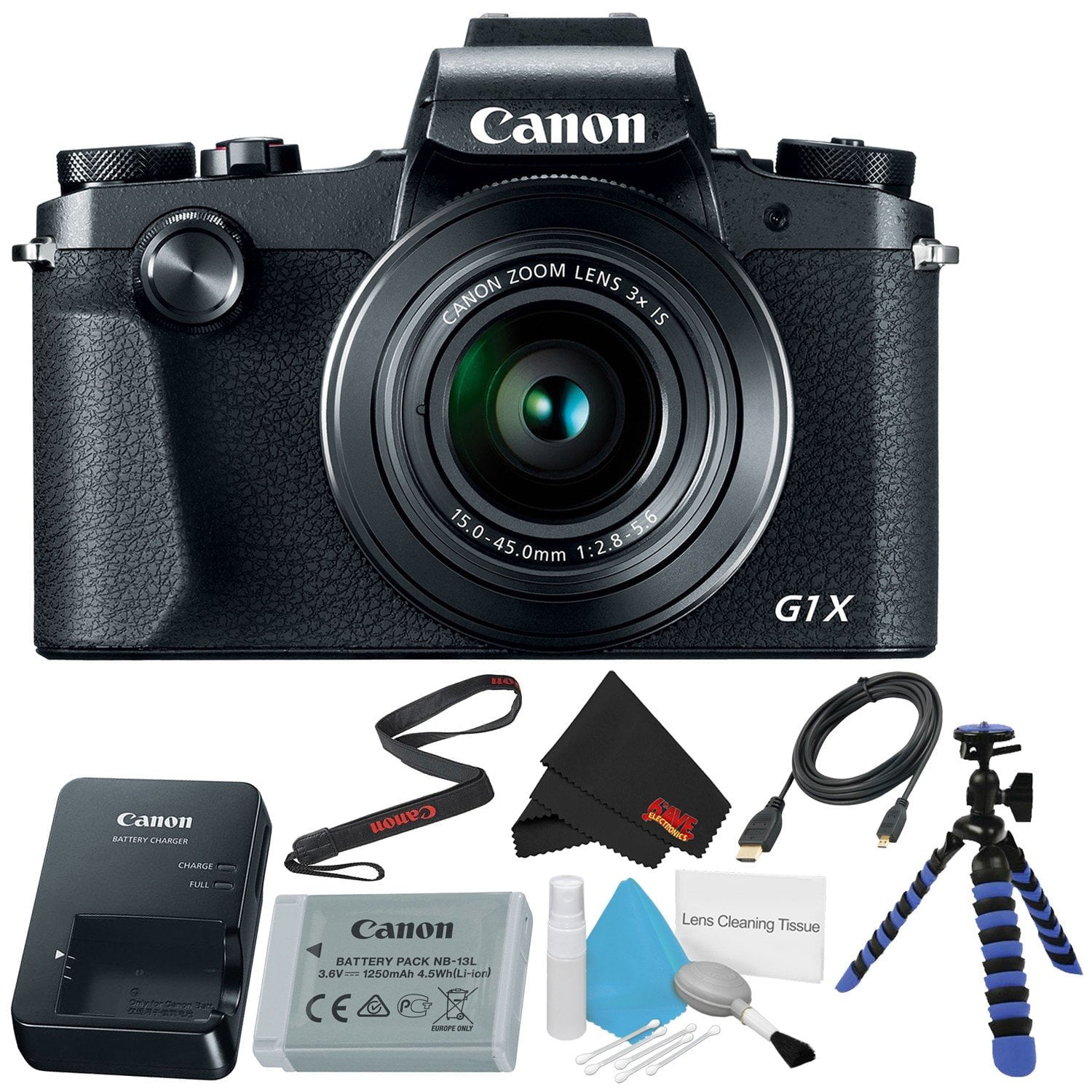 6Ave Canon PowerShot G1 X Mark III Digital Camera #2208C001 International Version No Warranty + Deluxe Cleaning Kit +