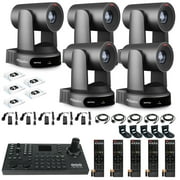 5 x PTZOptics Move 4K PTZ Camera with 30x Zoom Gray PT30X-4K-GY-G3 + SuperJoy PTZ Controller + 5 x Wall Mount