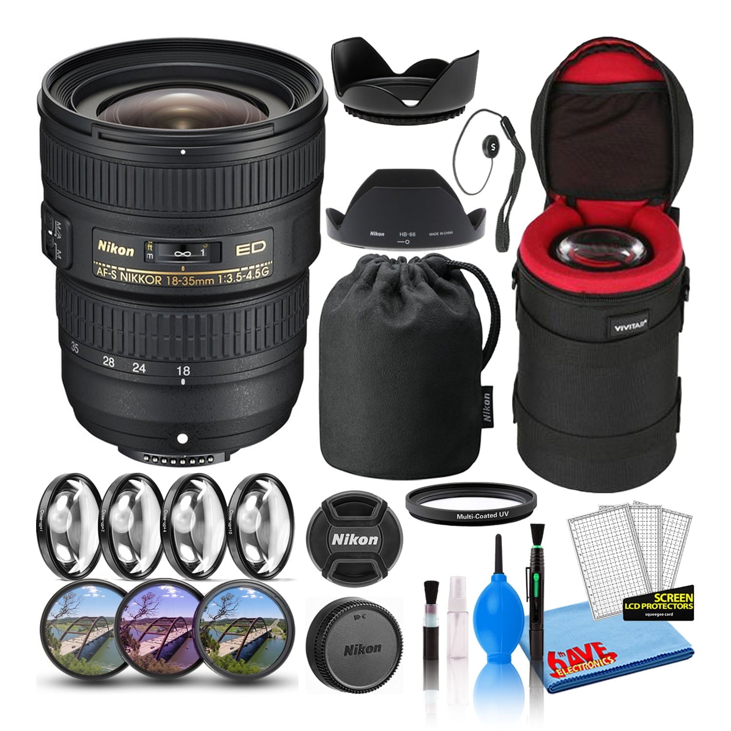 Nikon AF-S 18-35mm f/3.5-4.5G ED Zoom Lens (2207) Intl Model Bundle