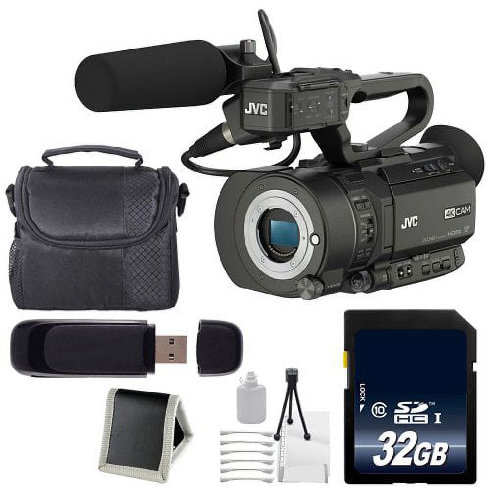 JVC GY-LS300 4KCAM Handheld S35mm Camcorder (International Model) (Body Only) + 32GB Memory Card + Carrying Case + Delux