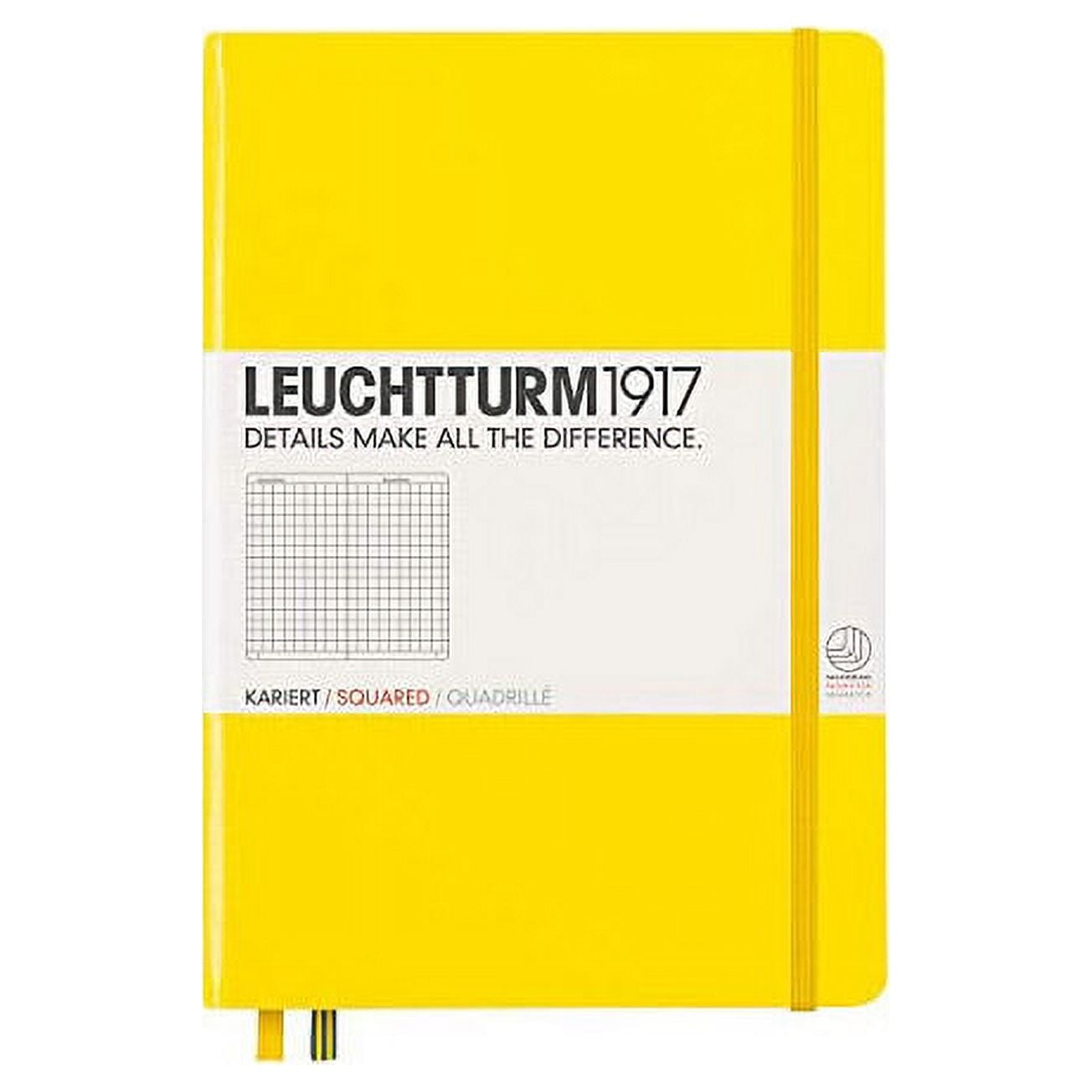 LEUCHTTURM1917 - Medium A5 Squared Hardcover Notebook Lemon - 251 Numbered Pages