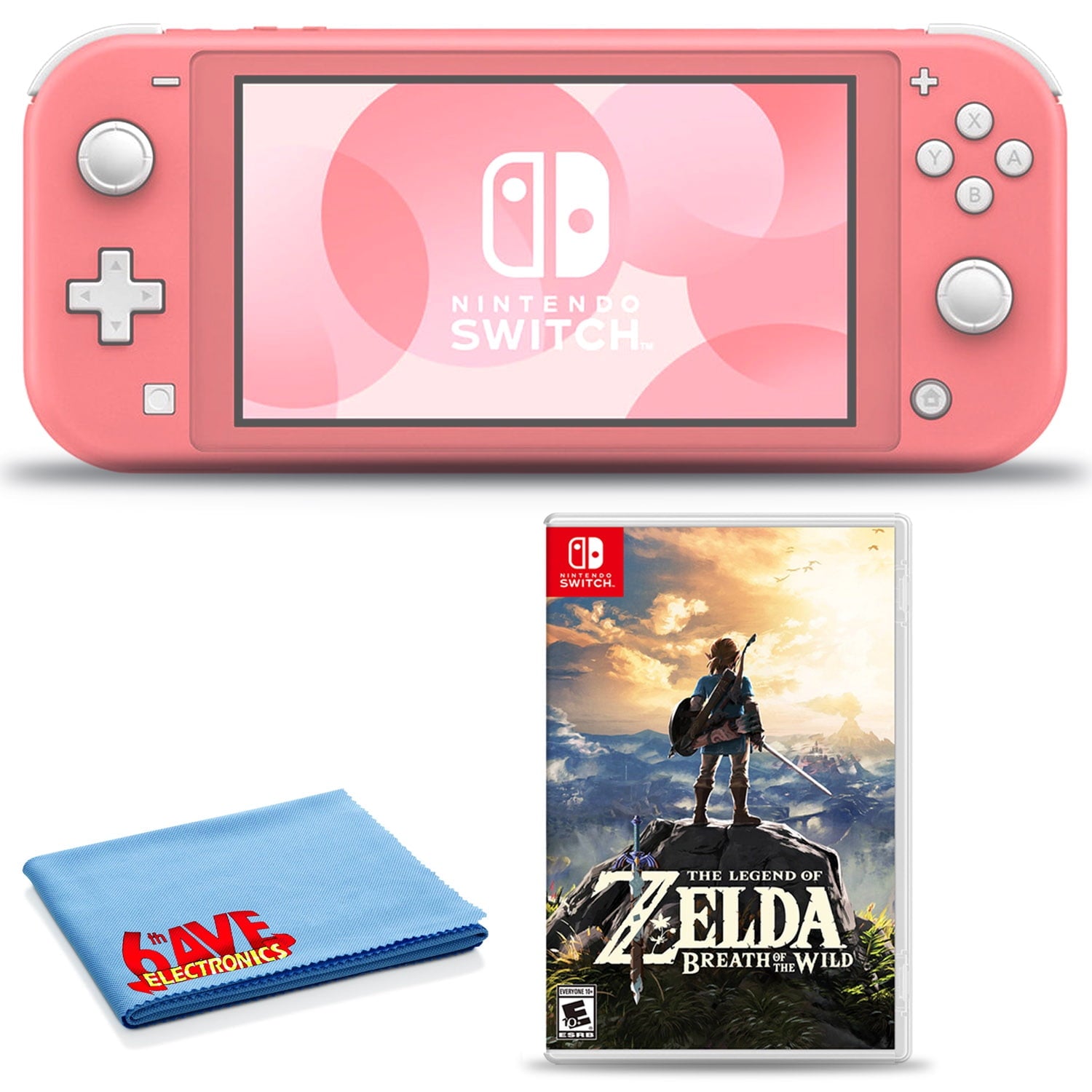 Nintendo Switch Lite with 6Ave Cloth and The Legend of Zelda: Breath of the Wild