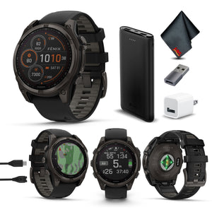fenix 8 47mm Solar Sapphire Carbon Gray DLC Titanium with Black Gray Silicone