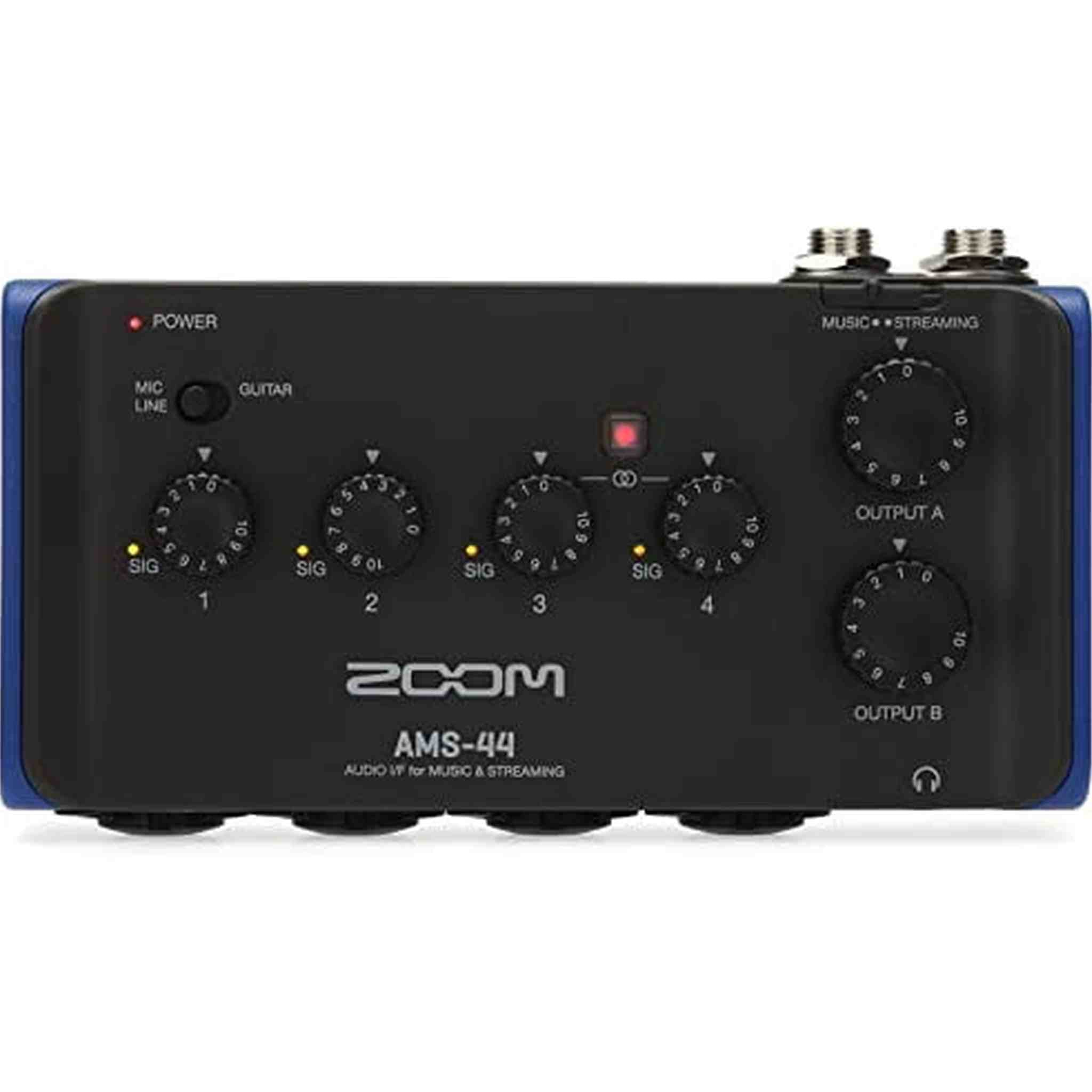 Zoom AMS-44 USB Audio Interface, 4 Inputs, 4 Outputs, Loopback, Direct Monitoring, Bus-Powered, for Recording and Streaming on PC, Mac, iOS, and Android