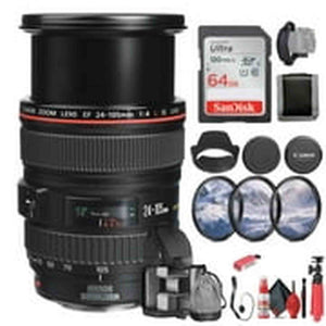 Canon EF 24-105mm f/4L IS USM Lens 0344B002 + 64GB Memory Card + Filter - Bundle Canon