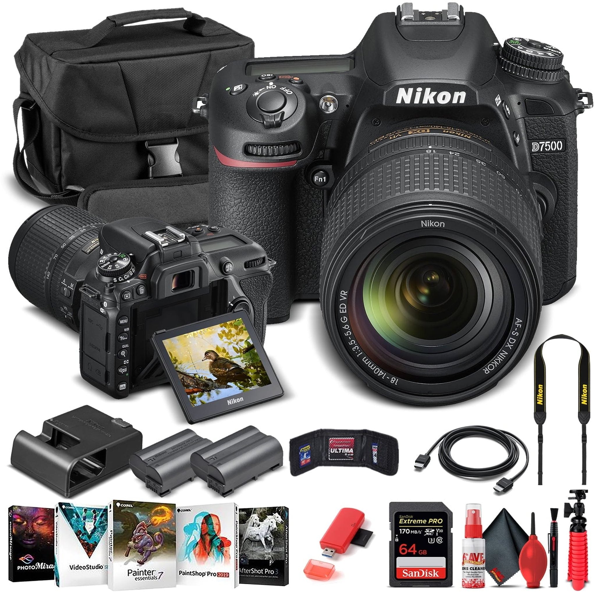 Nikon D7500 DSLR Camera W/ 18-140mm Lens 1582  - Basic Bundle