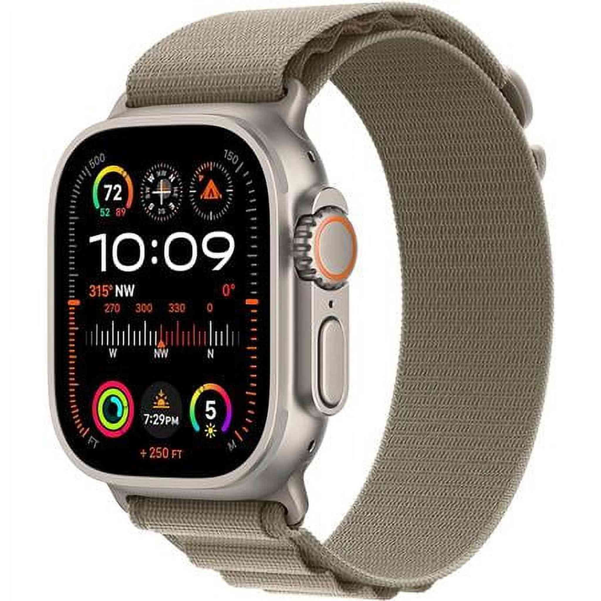 Apple Watch Ultra 2 GPS + Cellular 49mm Smartwatch with Rugged Titanium Case & Olive Alpine Loop Small. Fitness Tracker, Precision GPS, Action Button, Extra-Long Battery Life, Carbon Neutral Apple