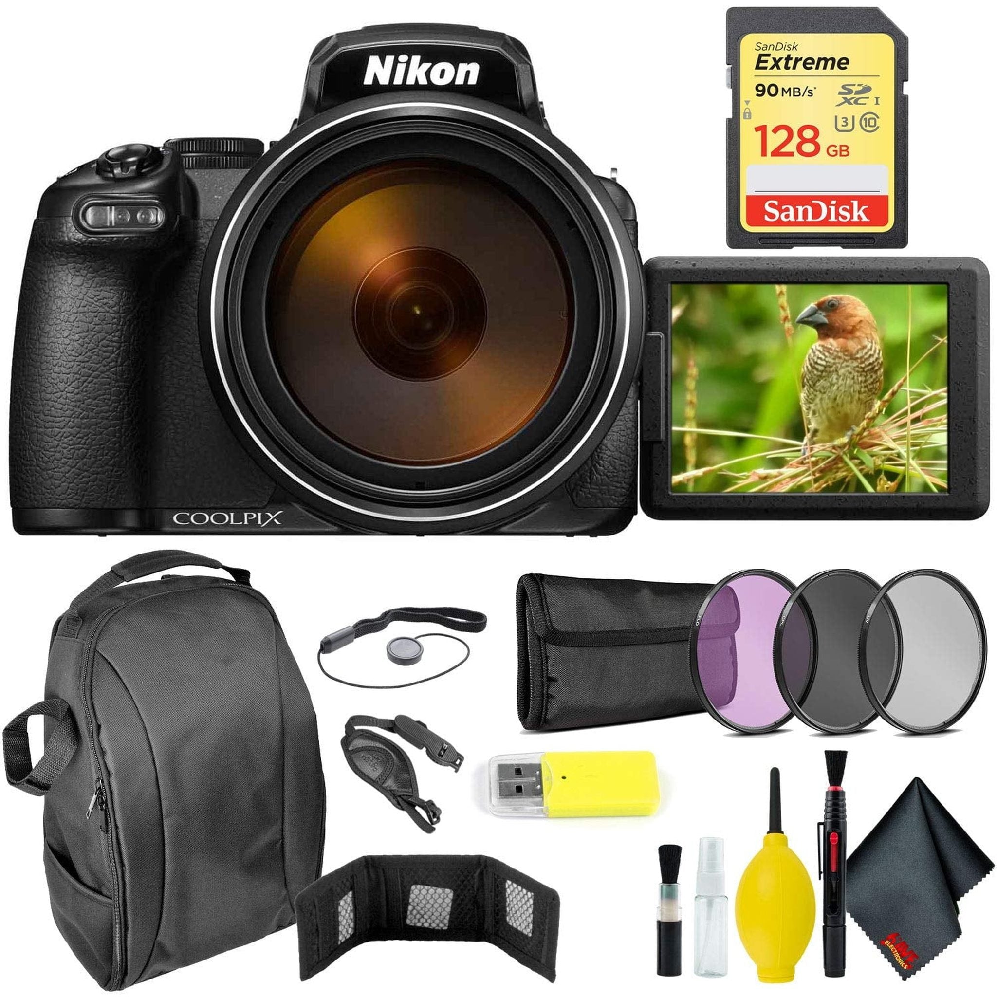 Nikon COOLPIX P1000 Digital Camera + 128GB Sandisk Extreme Memory Card Extreme Bundle International Model