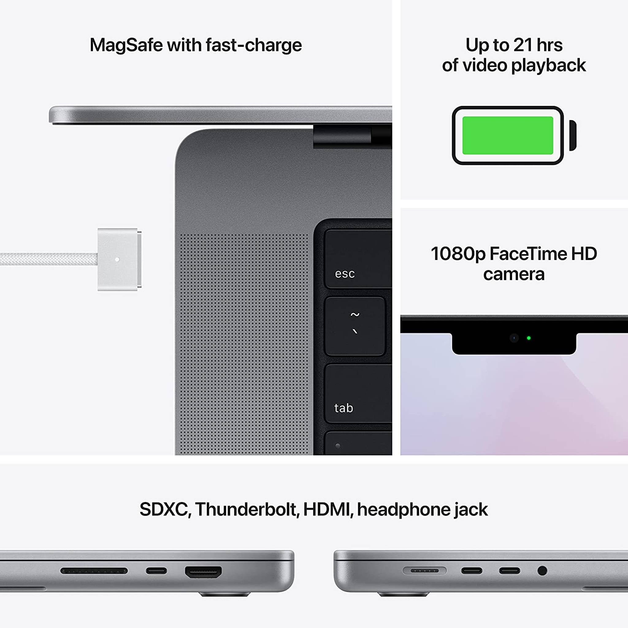Apple MacBook Pro 16" Laptop 2021, M1 Pro, 512GB/1TB, Space Gray/Silver - Reconditioned Apple