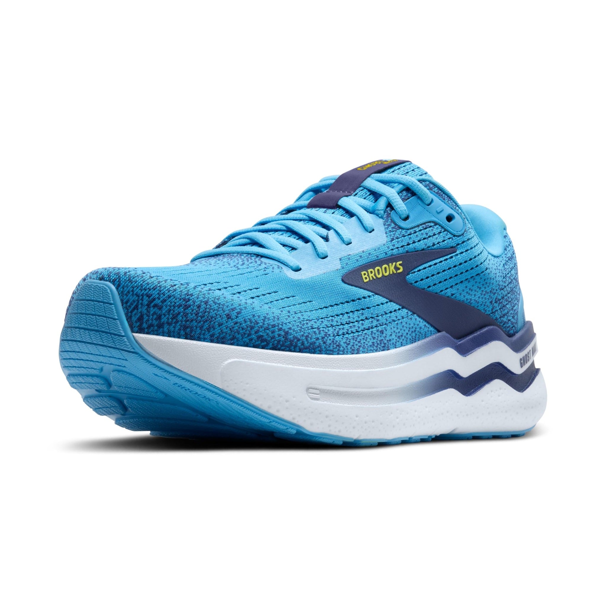 Brooks Men’s Ghost Max 2 Neutral Running & Walking Shoe - Bonnie Blue/Blue Ribbon/Yellow - 10.5 Medium