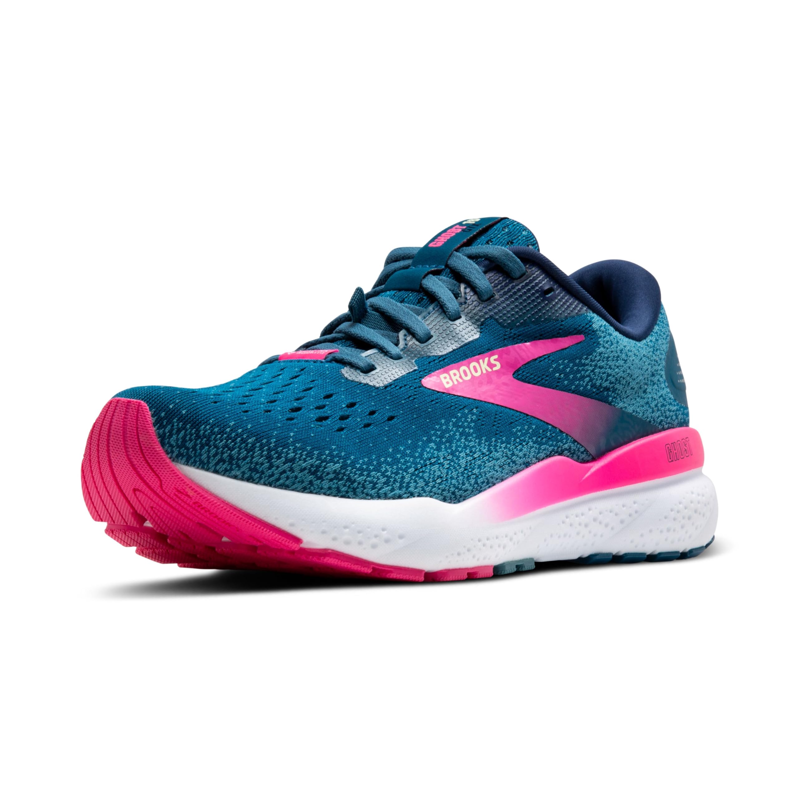 Brooks Women's Ghost 16 GTX Waterproof Neutral Running Shoe - Moroccan Blue/Pink/Yellow - 5 Medium