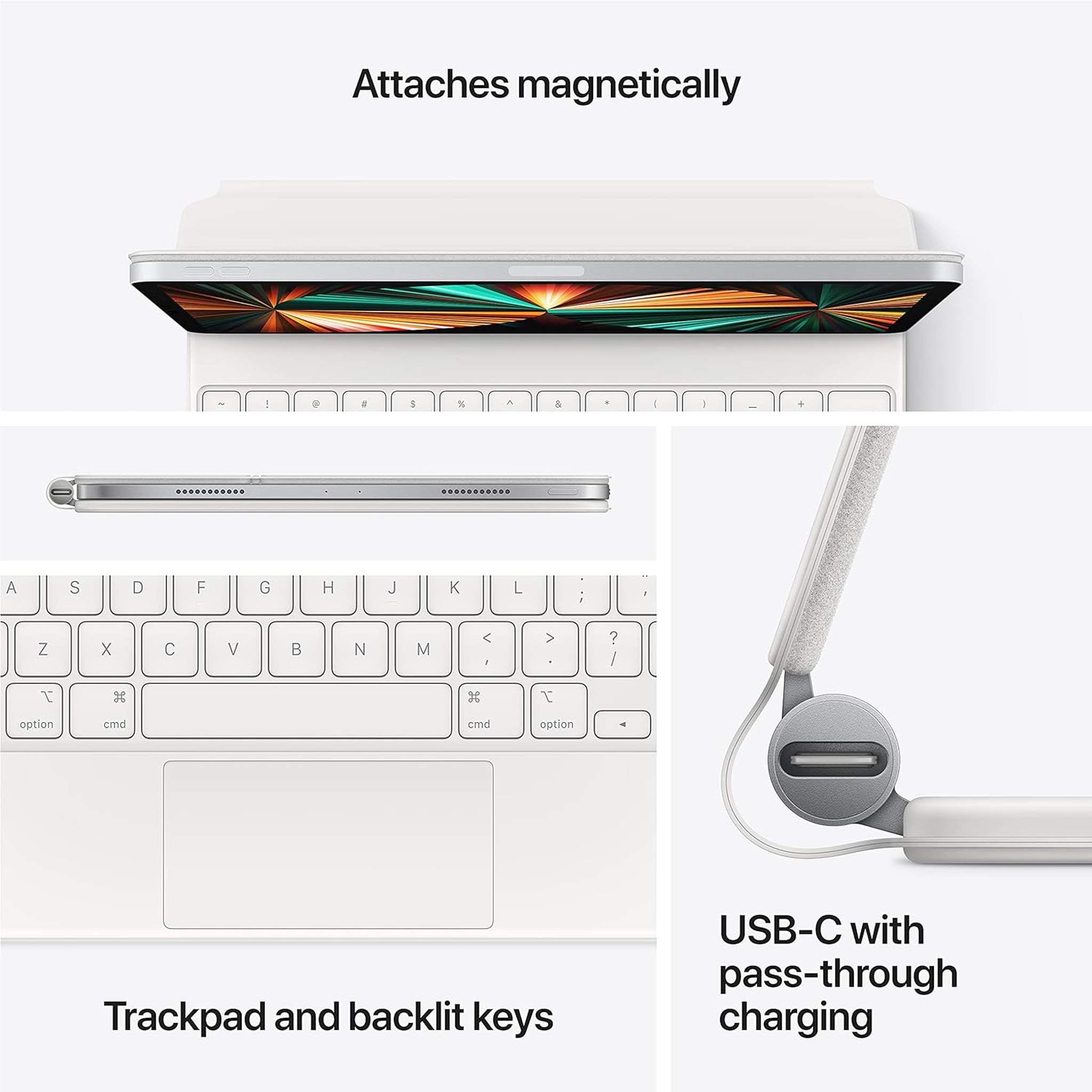 Apple Magic Keyboard: iPad Keyboard and case for iPad Pro 12.9‑inch 3rd, 4th, 5th and 6th Generation , Great Typing Experience, Built-in trackpad, US English - White