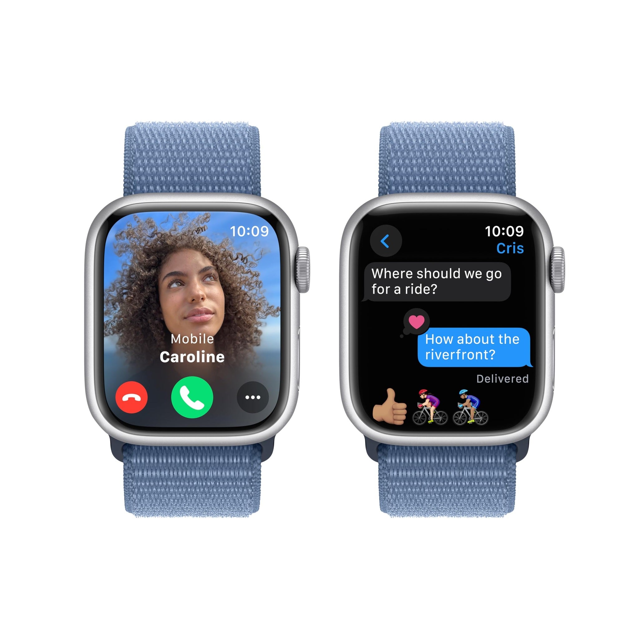 Apple Watch Series 9 GPS 41mm Smartwatch with Silver Aluminum Case with Winter Blue Sport Loop. Carbon Neutral - Reconditioned Apple