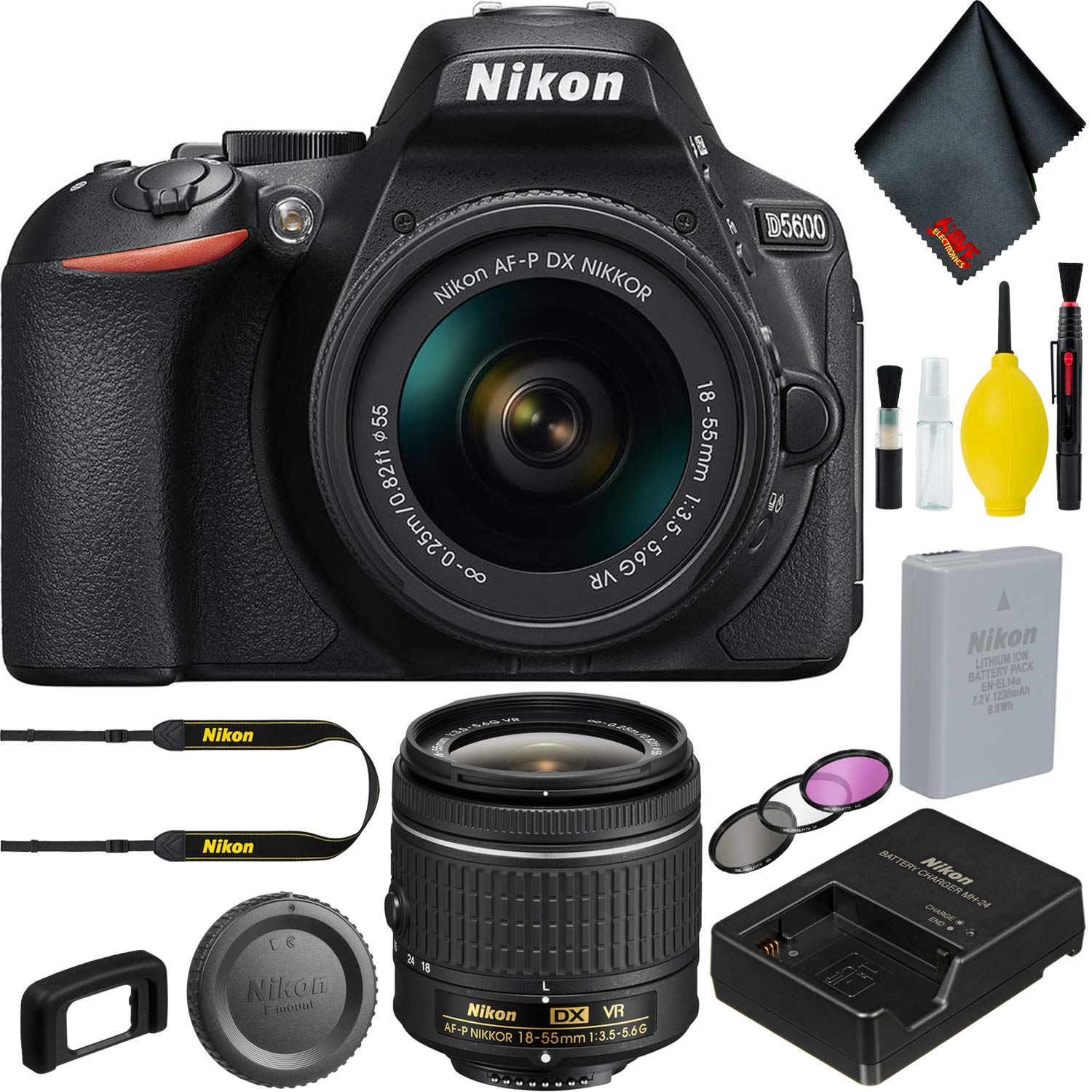Nikon D5600 DSLR Camera with 18-55mm w/Filter Kit Bundle