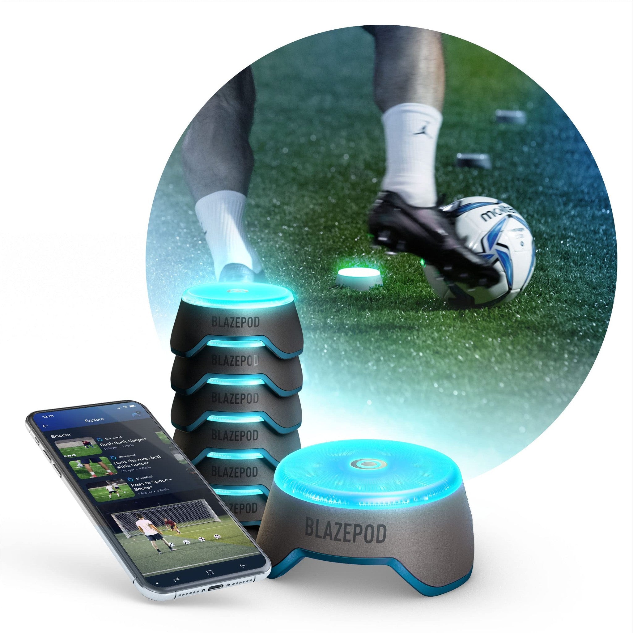 Blazepod Reaction Training Platform Improves Reaction Time And Agility For Athletes, Trainers, Coaches, Physical & Neurological Therapists, Fitness Trainers, Physical Educators 6 Pods + Membership BlazePod