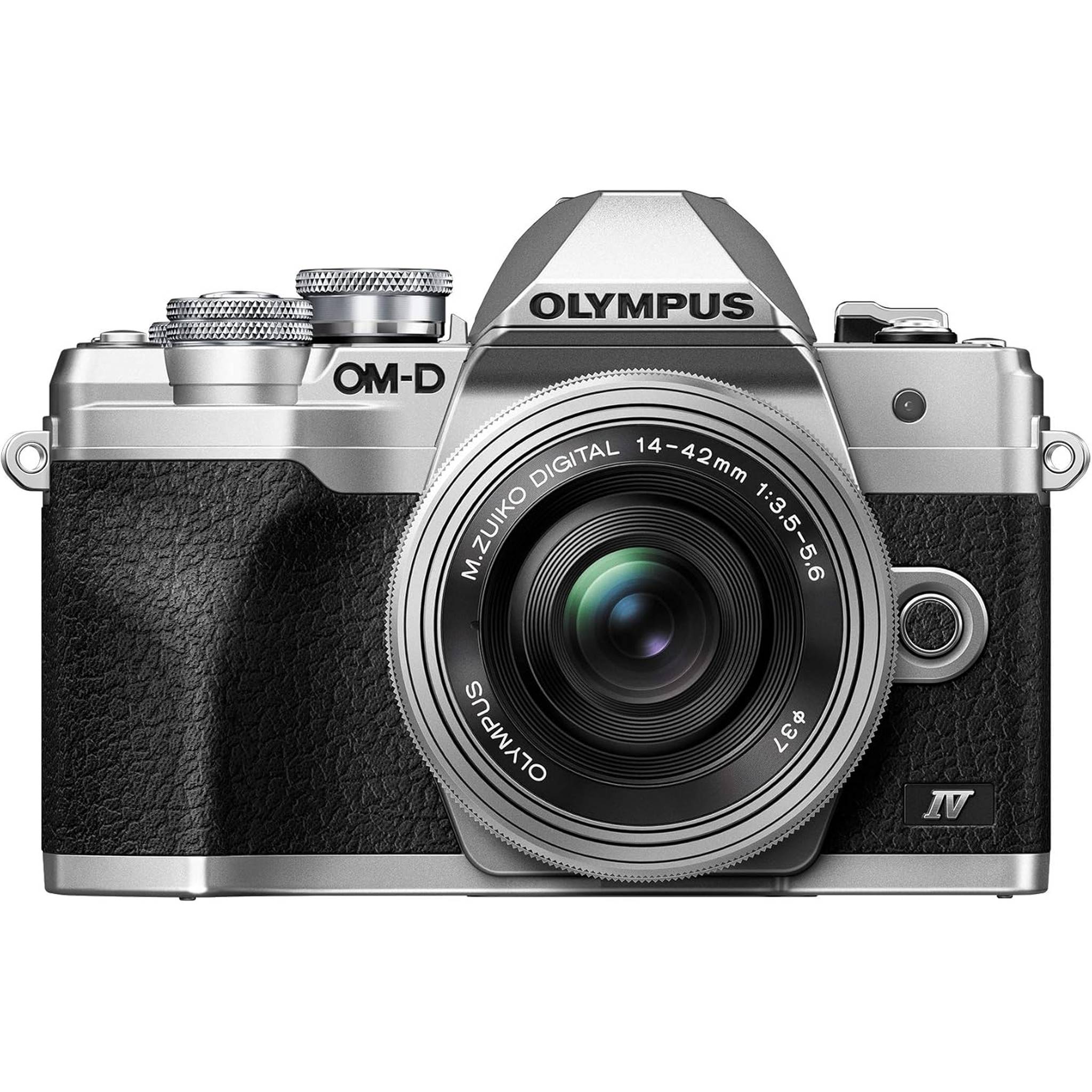 OLYMPUS OM-D E-M10 Mark IV Silver Body with Silver M.Zuiko Digital ED 14-42mm F3.5-5.6 EZ Lens Kit - Reconditioned Olympus
