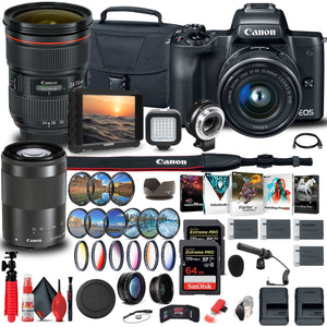 Canon EOS M50 Mirrorless Digital Camera with 15-45mm and 55-200mm Lenses Extreme Mountain Bundle