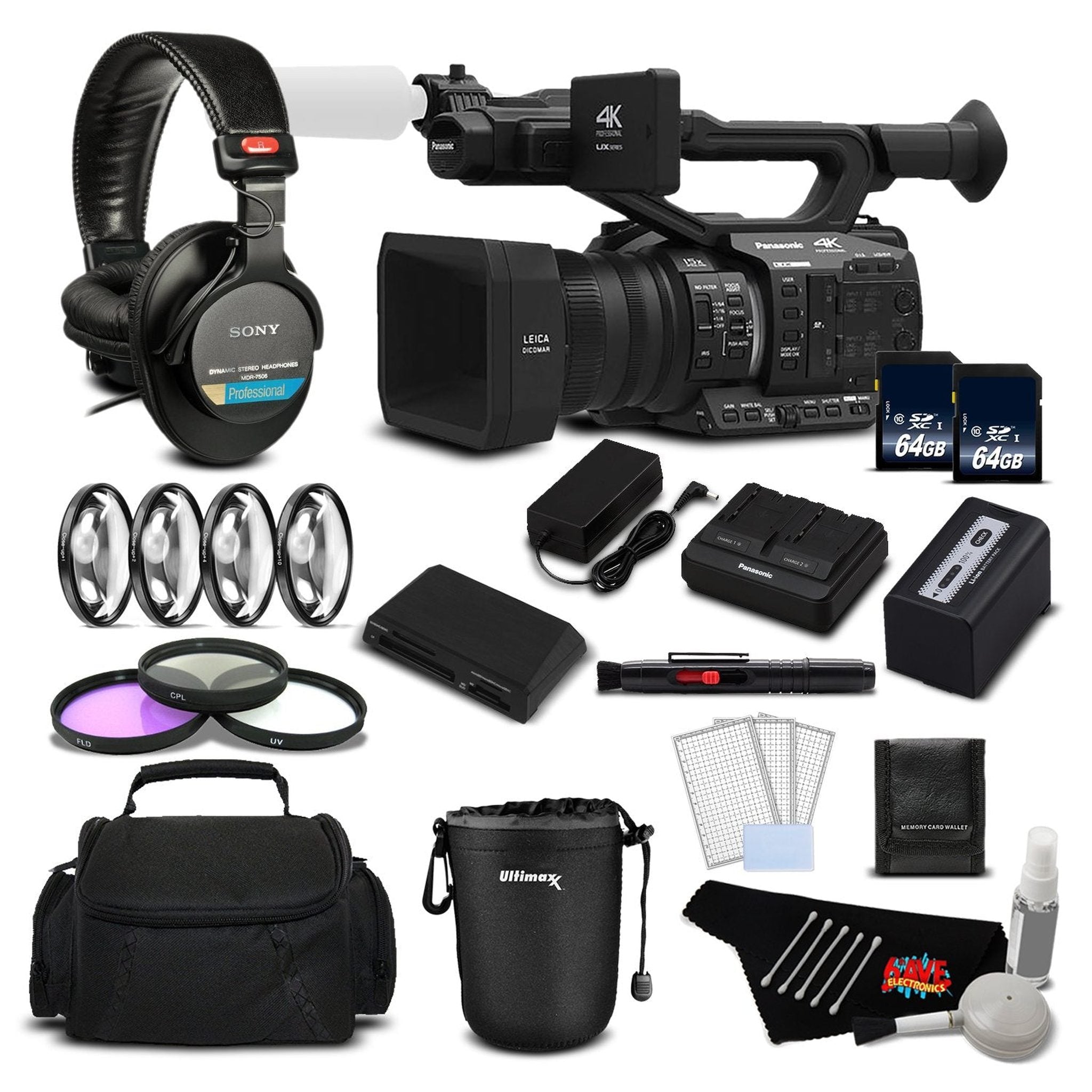 Panasonic AG-UX90 4K/HD Professional Camcorder Deluxe Bundle - International Model