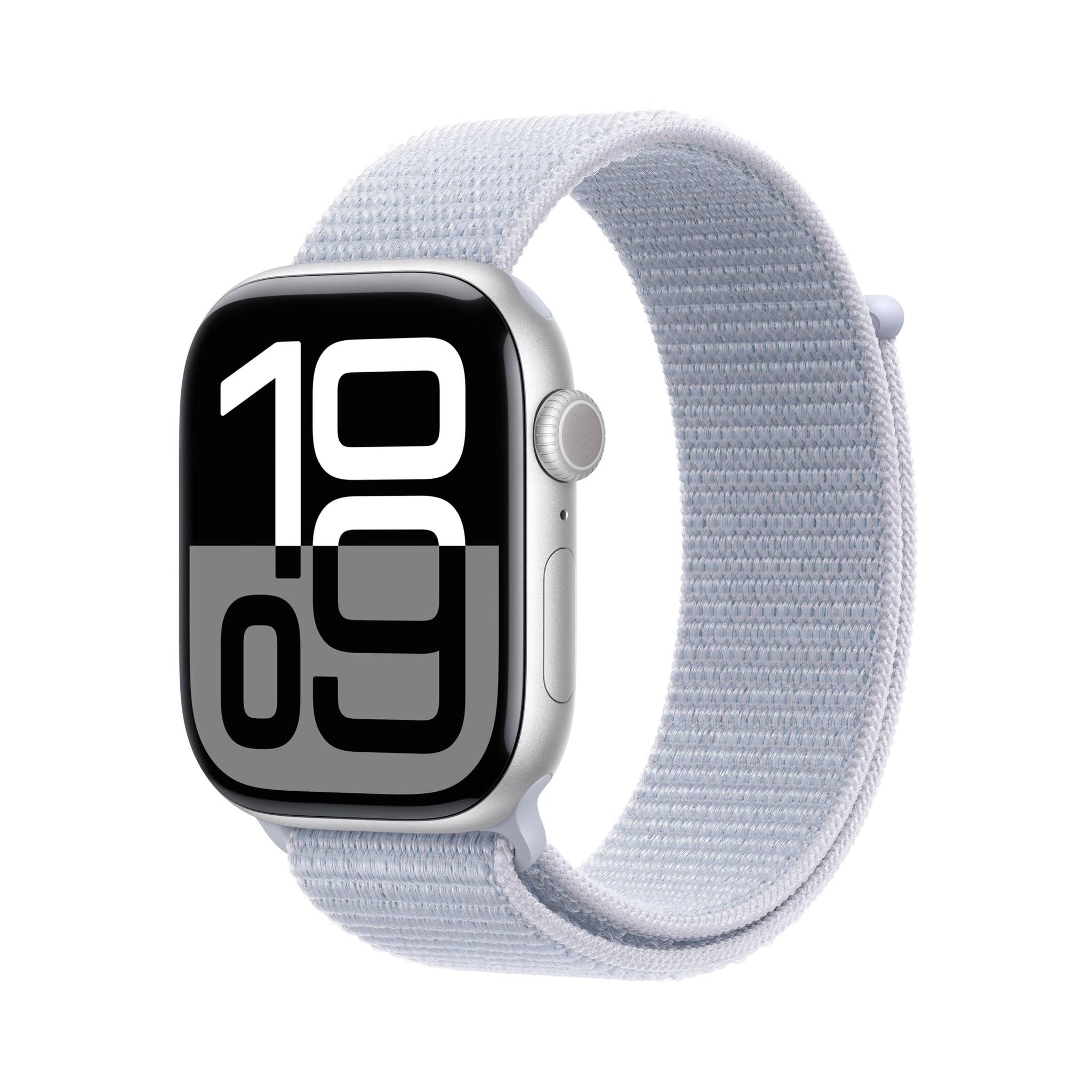 Apple Watch Series 10 GPS 46mm case Smartwatch with Silver Aluminium Case with Blue Cloud Sport Loop. Fitness Tracker, ECG App, Always-On Retina Display, Carbon Neutral - Reconditioned Apple