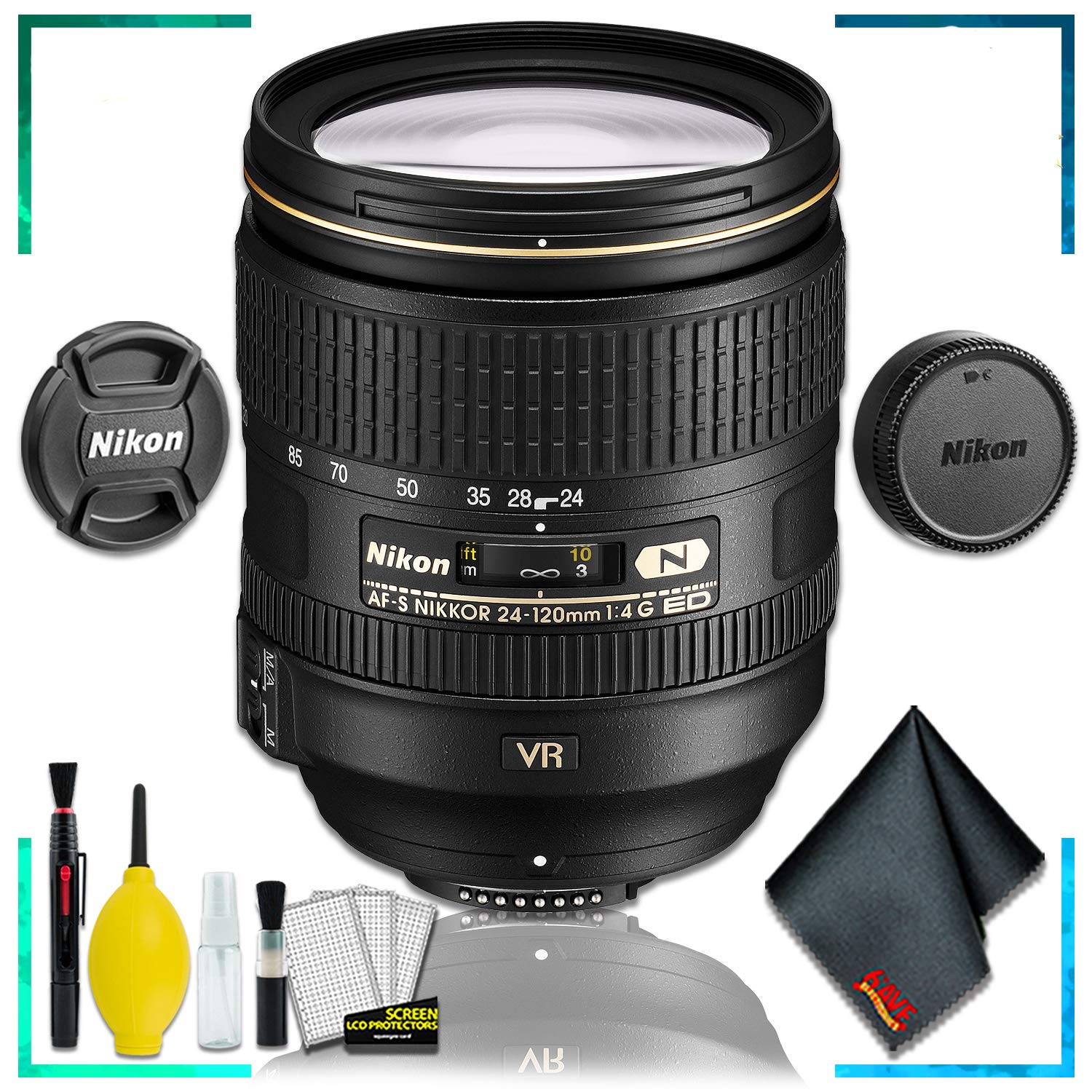 Nikon AF-S NIKKOR 24-120mm f.4G ED VR Lens (Intl Model) + Cleaning Kit
