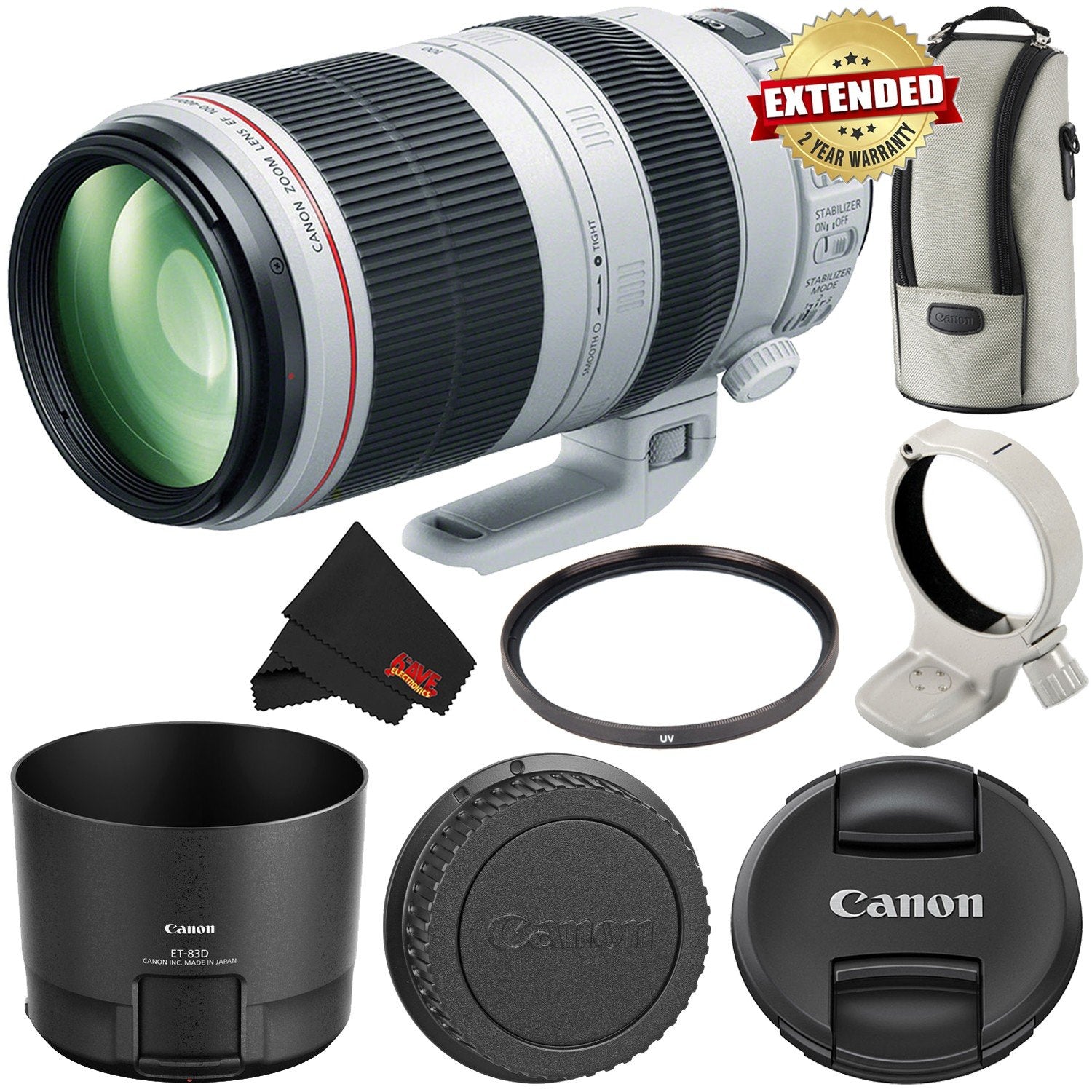 Canon EF 100-400mm f/4.5-5.6L is II USM Lens International Version 9524B002 - Starter Bundle
