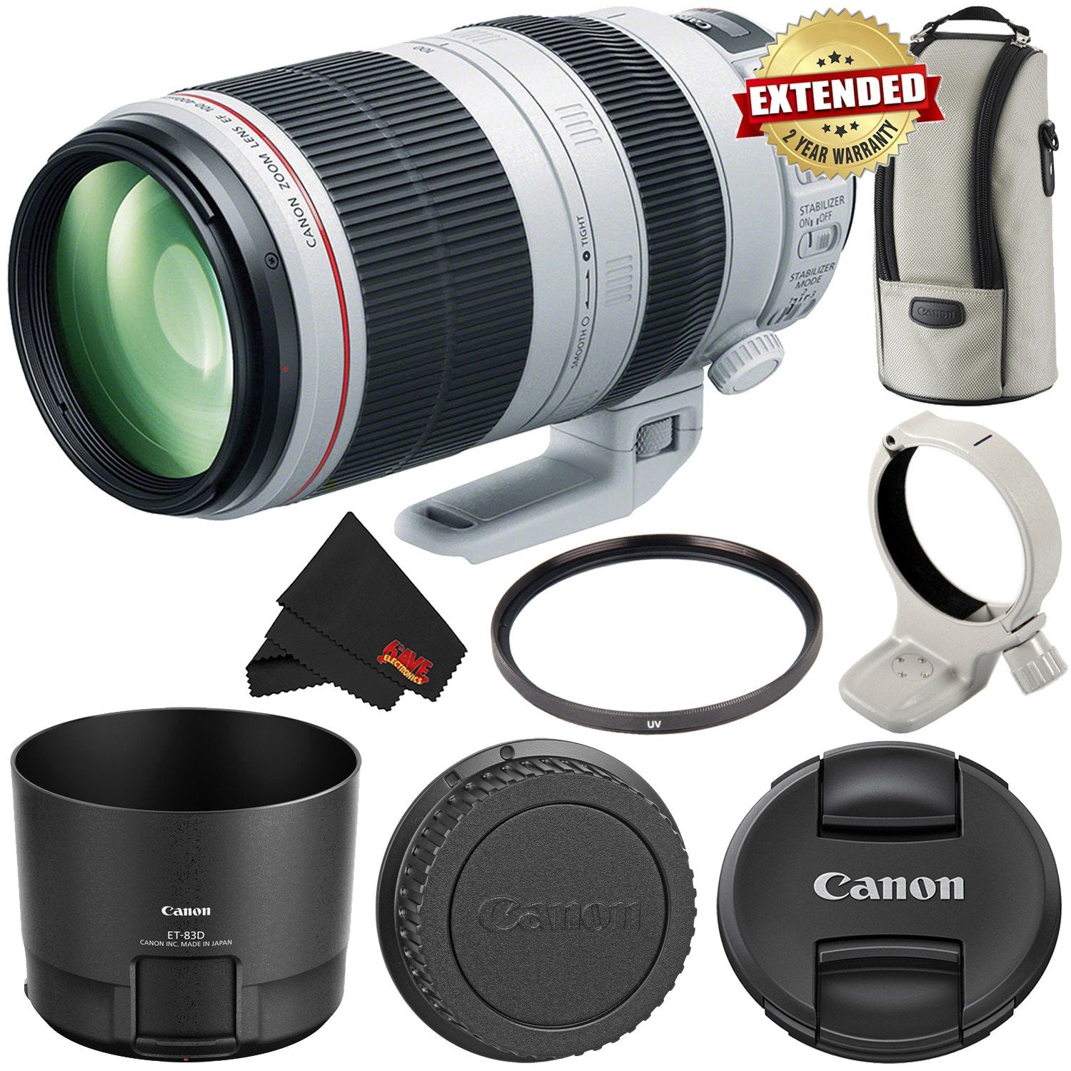 Canon EF 100-400mm f/4.5-5.6L is II USM Lens International Version 9524B002 - Starter Bundle - Used Canon
