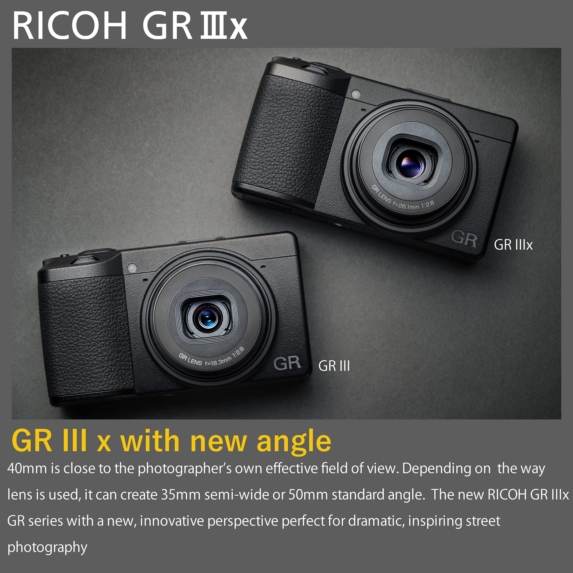 Ricoh GR IIIx, Black, Digital Compact Camera with 24MP APS-C Size CMOS Sensor