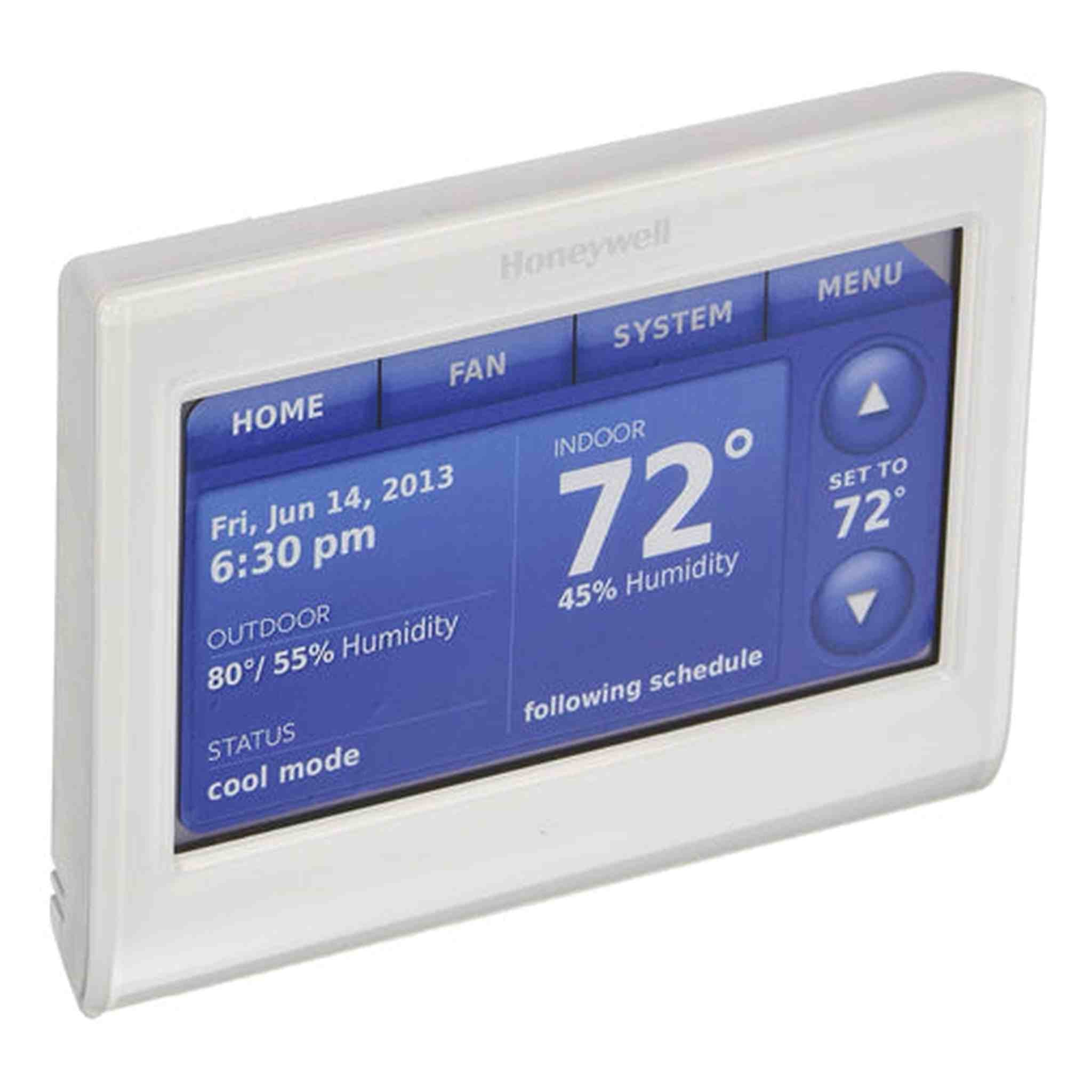 Honeywell THX9421R5021WW 2 Wire IAQ High Definition Touch Screen Thermostat with Red Link Technology, White Honeywell